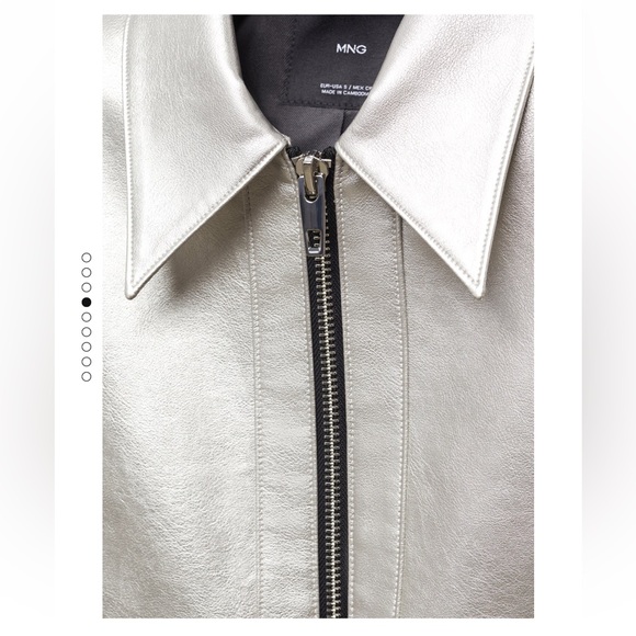 Mango MNG NWT Metallic cropped jacket silver leather size small - Picture 7 of 9